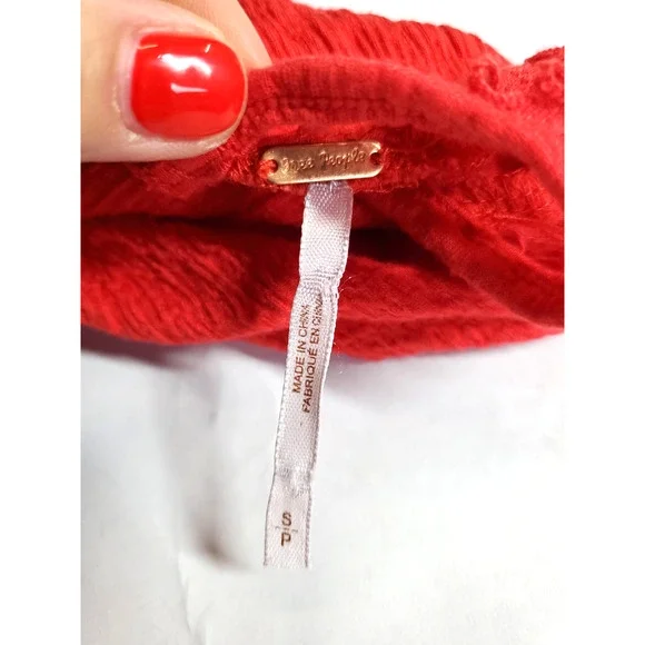 Free People Womens Small Red To The Point Lace Accent‎ Dress Party Festival Mini - Picture 7 of 16